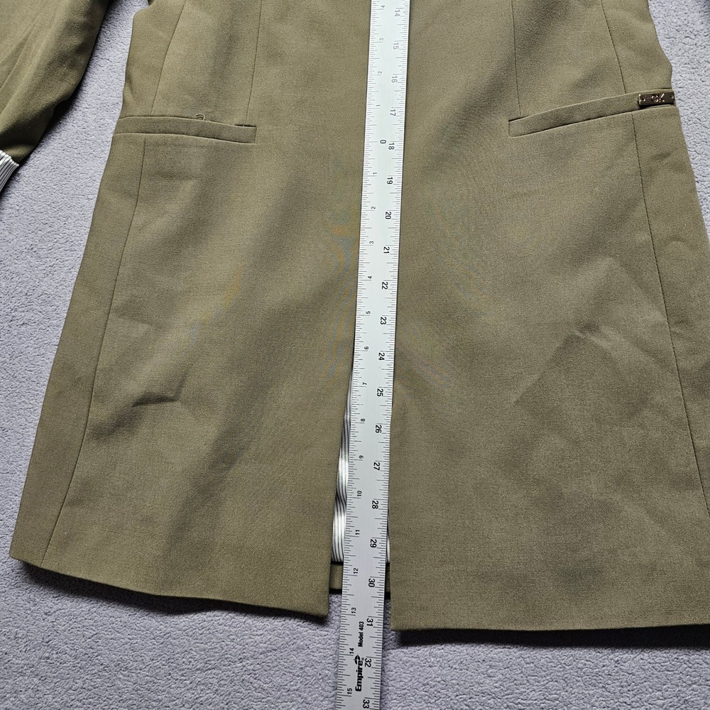 Calvin Klein Longline Coat Womens 2P Green Long Sleeve Collarless Open Front - Picture 3 of 11